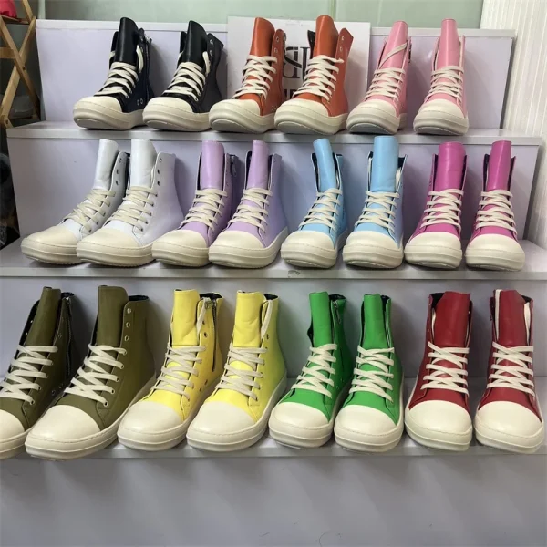 Vintage Design Women  Men Shoes Thick Shoe Lace Fashion High Top Leather Casual Women Flat Boots - Image 3